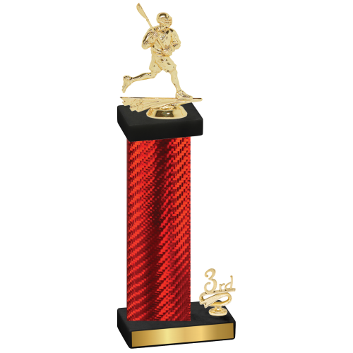 Accented Single Red Carbon Fiber Third Place Lacrosse Trophy