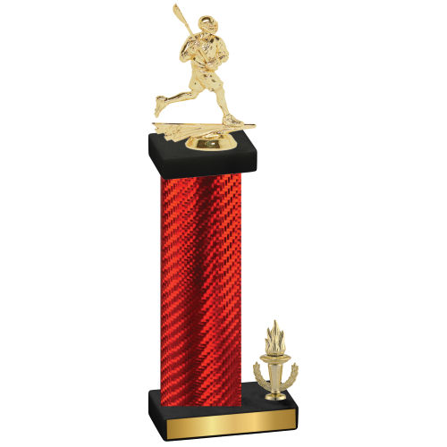 Accented Single Red Carbon Fiber Victory Lacrosse Trophy