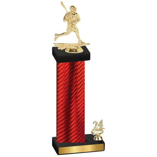 Accented Single Red Carbon Fiber Year Lacrosse Trophy