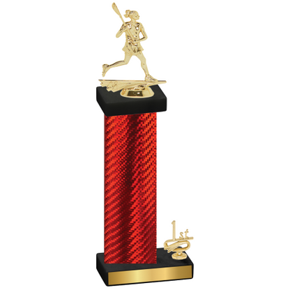 Accented Single Red Carbon Fiber First Place Lacrosse Trophy