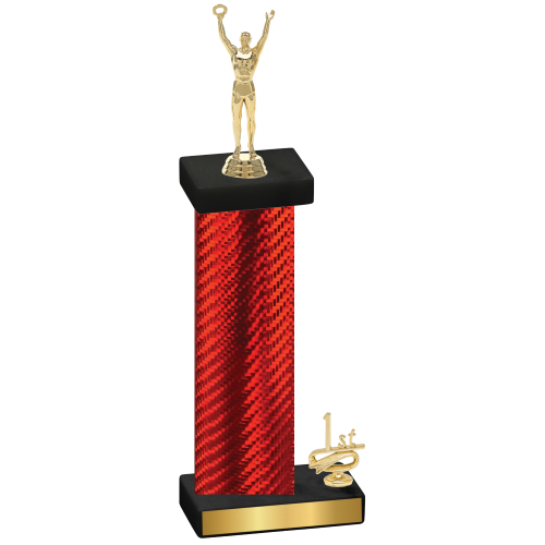 Accented Single Red Carbon Fiber First Place Victory Trophy