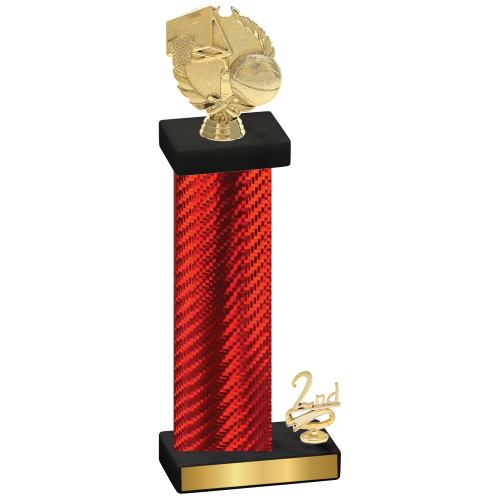 Accented Single Red Carbon Fiber Second Place Basketball Trophy