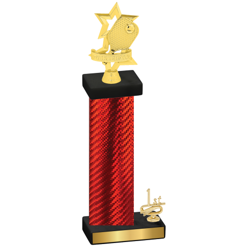 Accented Single Red Carbon Fiber First Place Pickleball Trophy