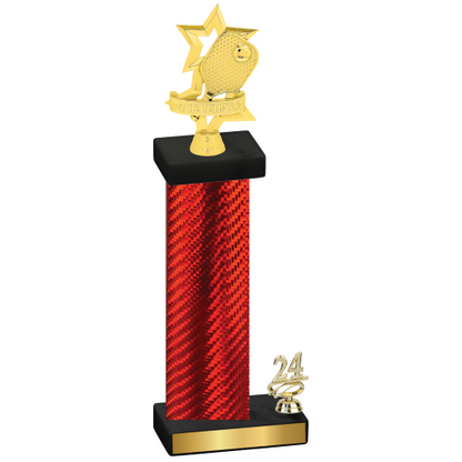 Accented Single Red Carbon Fiber Year Pickleball Trophy