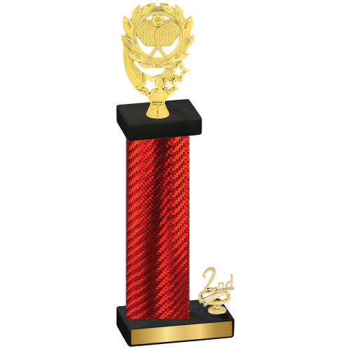 Accented Single Red Carbon Fiber Second Place Pickleball Trophy