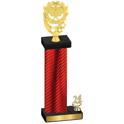 Accented Single Red Carbon Fiber Year Pickleball Trophy