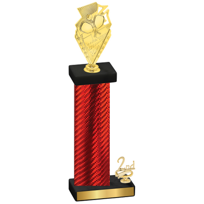 Accented Single Red Carbon Fiber Second Place Pickleball Trophy