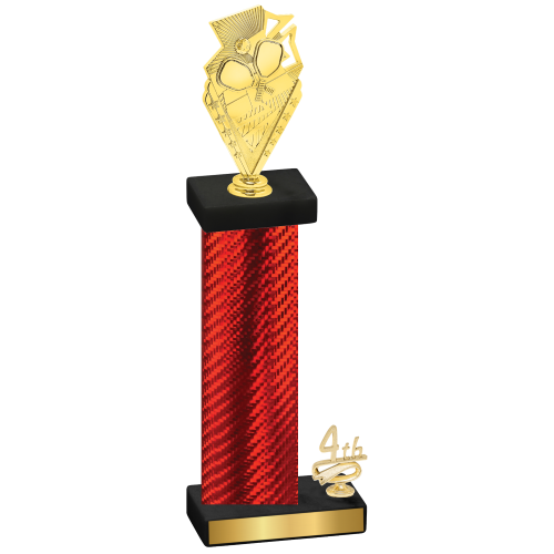 Accented Single Red Carbon Fiber Fourth Place Pickleball Trophy