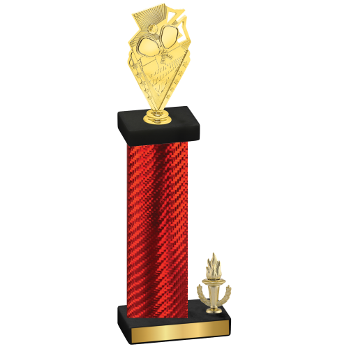 Accented Single Red Carbon Fiber Victory Pickleball Trophy