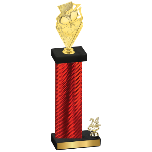 Accented Single Red Carbon Fiber Year Pickleball Trophy