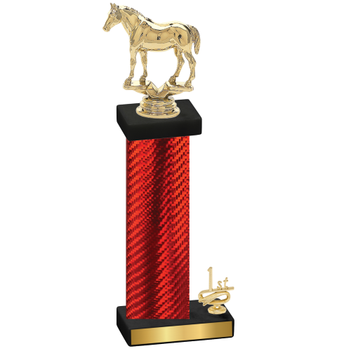 Accented Single Red Carbon Fiber First Place Horses Trophy