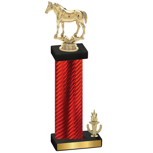 Accented Single Red Carbon Fiber Victory Horses Trophy