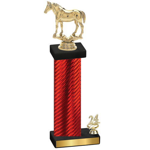 Accented Single Red Carbon Fiber Year Horses Trophy