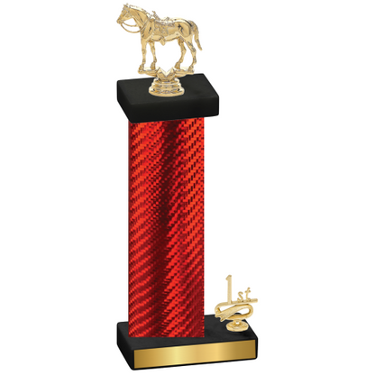 Accented Single Red Carbon Fiber First Place Horses Trophy