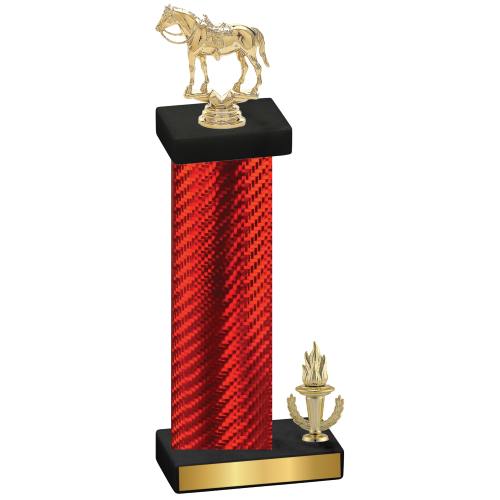 Accented Single Red Carbon Fiber Victory Horses Trophy