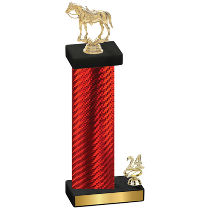 Accented Single Red Carbon Fiber Year Horses Trophy