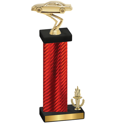 Accented Single Red Carbon Fiber Victory Cars Trophy