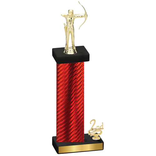 Accented Single Red Carbon Fiber Second Place Archery Trophy