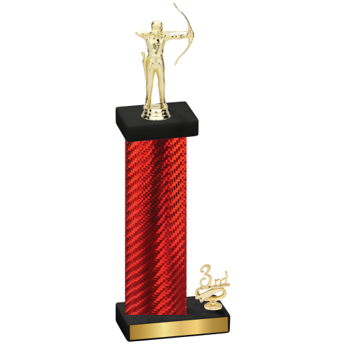 Accented Single Red Carbon Fiber Third Place Archery Trophy