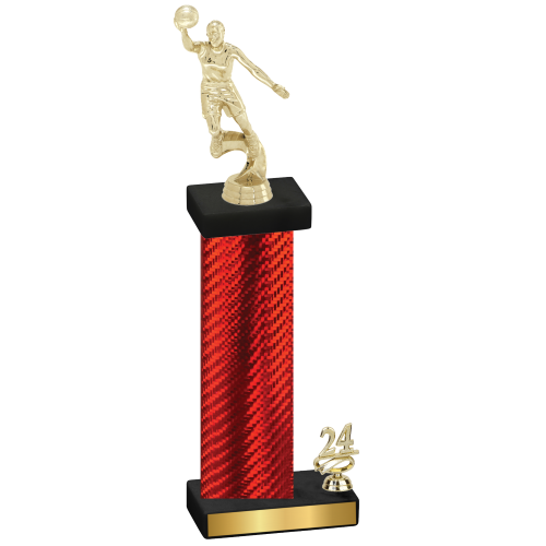 Accented Single Red Carbon Fiber Year Basketball Trophy