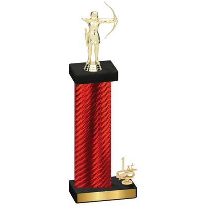 Accented Single Red Carbon Fiber First Place Archery Trophy