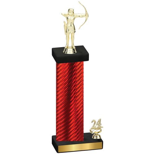 Accented Single Red Carbon Fiber Year Archery Trophy