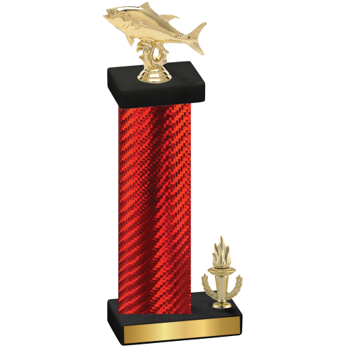 Accented Single Red Carbon Fiber Victory Fishing Trophy