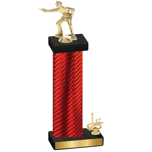 Accented Single Red Carbon Fiber First Place Shooter Trophy