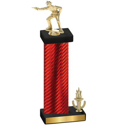 Accented Single Red Carbon Fiber Victory Shooter Trophy