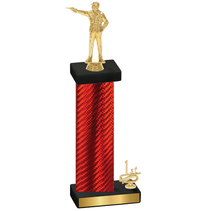 Accented Single Red Carbon Fiber First Place Shooter Trophy