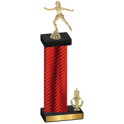 Accented Single Red Carbon Fiber Victory Skater Trophy