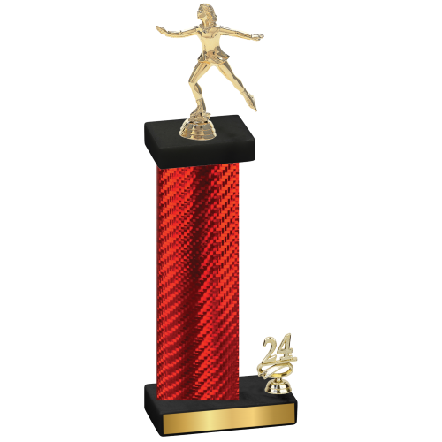 Accented Single Red Carbon Fiber Year Skater Trophy