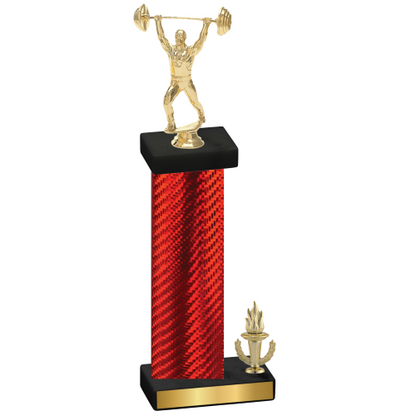 Accented Single Red Carbon Fiber Victory Weights Trophy