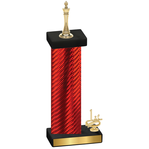 Accented Single Red Carbon Fiber First Place Chess Trophy