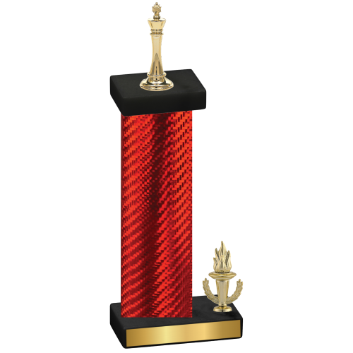 Accented Single Red Carbon Fiber Victory Chess Trophy