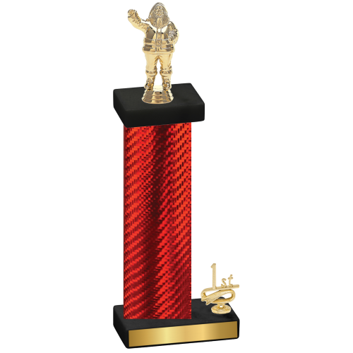 Accented Single Red Carbon Fiber First Place Holiday Trophy