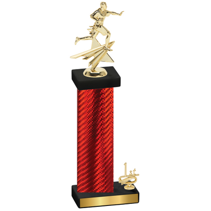 Accented Single Red Carbon Fiber First Place Flag Football Trophy