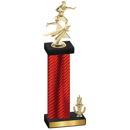 Accented Single Red Carbon Fiber Victory Flag Football Trophy