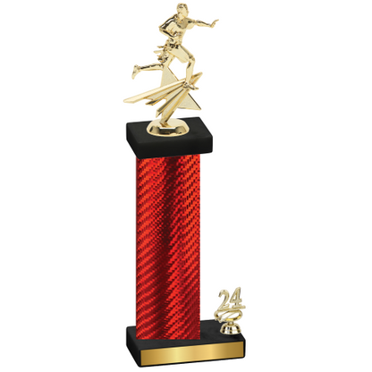 Accented Single Red Carbon Fiber Year Flag Football Trophy