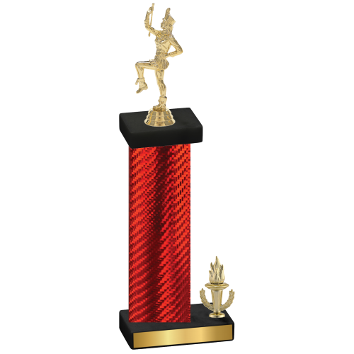 Accented Single Red Carbon Fiber Victory Majorette Trophy