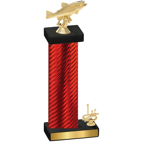 Accented Single Red Carbon Fiber First Place Fishing Trophy