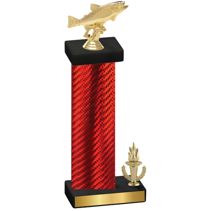 Accented Single Red Carbon Fiber Victory Fishing Trophy