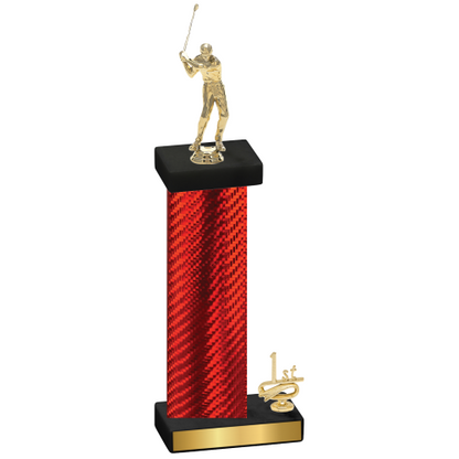 Accented Single Red Carbon Fiber First Place Golf Trophy