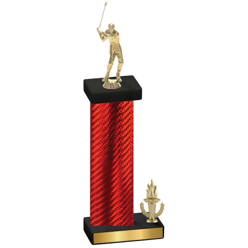 Accented Single Red Carbon Fiber Victory Golf Trophy