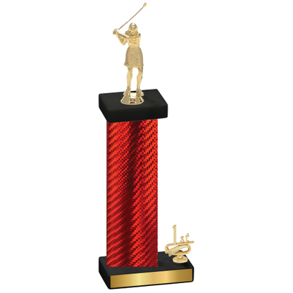 Accented Single Red Carbon Fiber First Place Golf Trophy