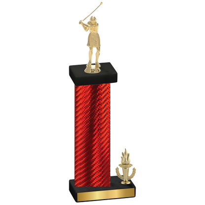 Accented Single Red Carbon Fiber Victory Golf Trophy