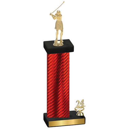 Accented Single Red Carbon Fiber Year Golf Trophy