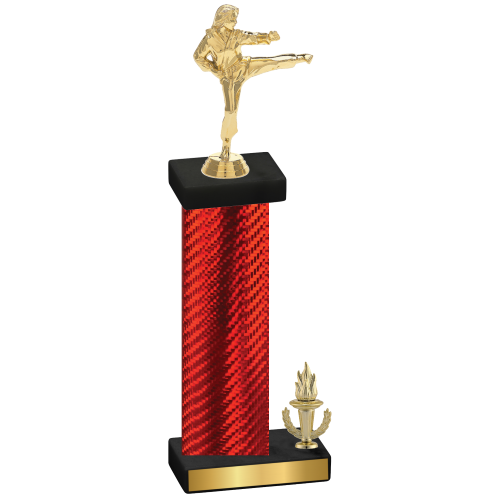 Accented Single Red Carbon Fiber Victory Karate Trophy