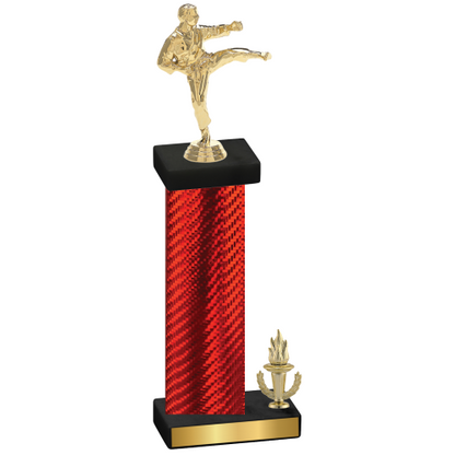 Accented Single Red Carbon Fiber Victory Karate Trophy