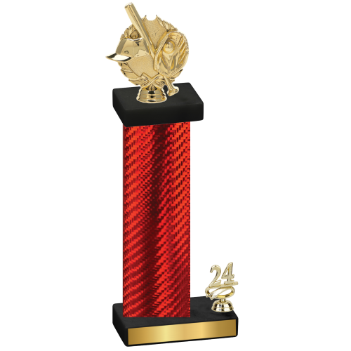 Accented Single Red Carbon Fiber Year Baseball Trophy